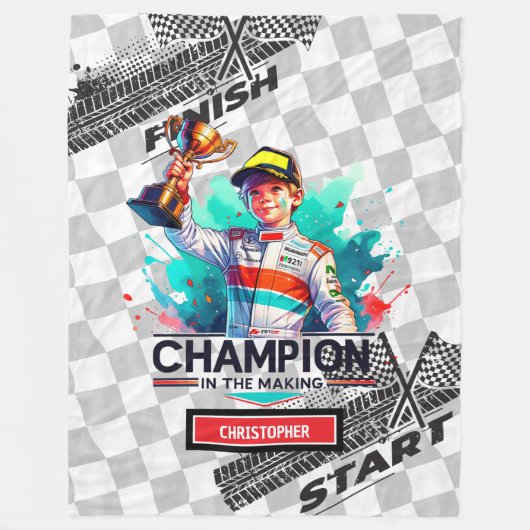 Heldere Deken Sport Auto Rijden Verjaardag Jongen (Voorkant)