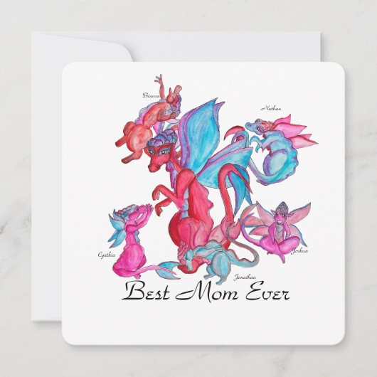 Heldere drakenfamilie voor moederdag (Voorkant)