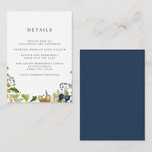 Heldere eik | BRUILOFT Hotelgegevens Accommodatie Informatiekaartje (Voorkant / Achterkant)