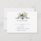 Heldere eik en blauwe bloemen Bruiloft RSVP (Voorkant)