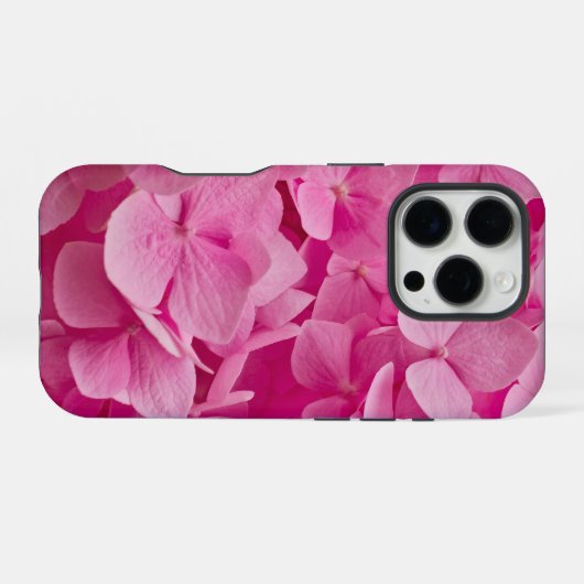 Heldere Elegante Roze Bloeiende Hydrangea Bloem iPhone Hoesje (Achterkant horizontaal)