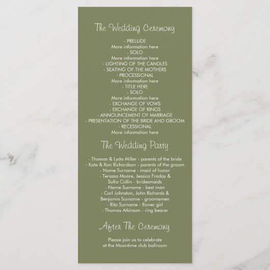 Heldere elegante Wildflowers trouwprogramma's Programmakaart (Achterkant)