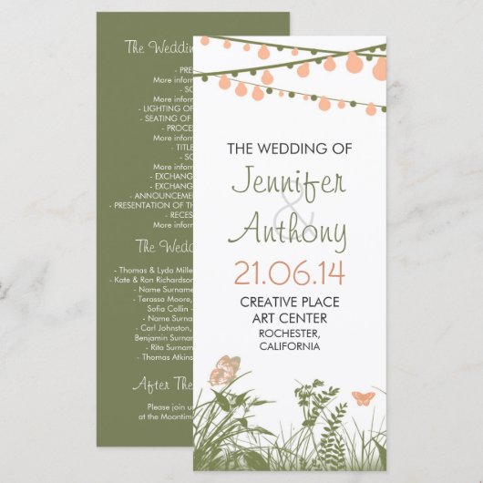 Heldere elegante Wildflowers trouwprogramma's Programmakaart (Voorkant / Achterkant)