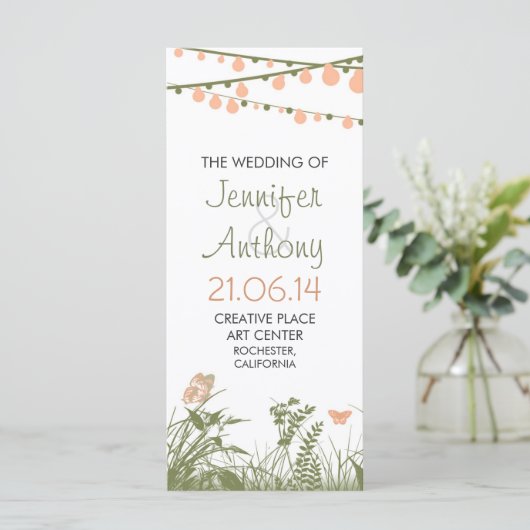 Heldere elegante Wildflowers trouwprogramma's Programmakaart (Staand voorkant)