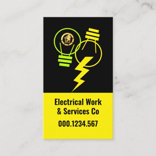 Heldere elektrische Lightning Bulbs Visitekaartje (Voorkant)