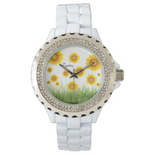 Heldere en elegante zonnebloem Sweet Whimsical Horloge