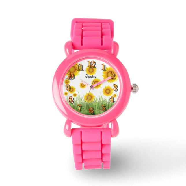 Heldere en elegante zonnebloem Sweet Whimsical Horloge (Voorkant)