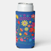 Heldere en feestelijke bloemen seltzer blikjeskoeler (Seltzer Achterkant)