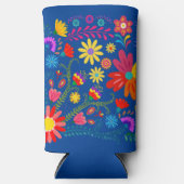 Heldere en feestelijke bloemen seltzer blikjeskoeler (Voorkant)