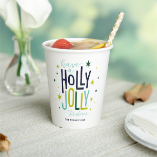 Heldere en feestelijke "Holly Jolly" Kerstmis Papieren Bekers
