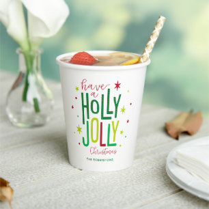 Heldere en feestelijke "Holly Jolly" Kerstmis Papieren Bekers