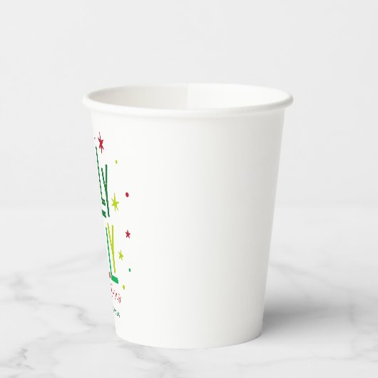 Heldere en feestelijke "Holly Jolly" Kerstmis Papieren Bekers (Links)
