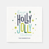 Heldere en feestelijke "Holly Jolly" Kerstmis Servet (Voorkant)