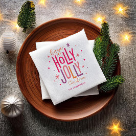 Heldere en feestelijke "Holly Jolly" Kerstmis Servet
