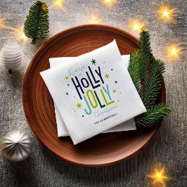 Heldere en feestelijke "Holly Jolly" Kerstmis Servet