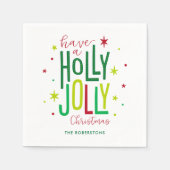 Heldere en feestelijke "Holly Jolly" Kerstmis Servet (Voorkant)