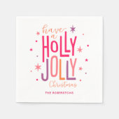 Heldere en feestelijke "Holly Jolly" Kerstmis Servet (Voorkant)