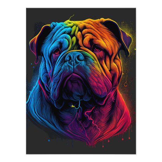 Heldere en fluffy Chinese Shar Pei-hond, Shar-Pei Foto Afdruk (Voorkant)