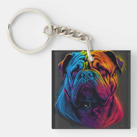 Heldere en fluffy Chinese Shar Pei-hond, Shar-Pei Sleutelhanger (voorkant)