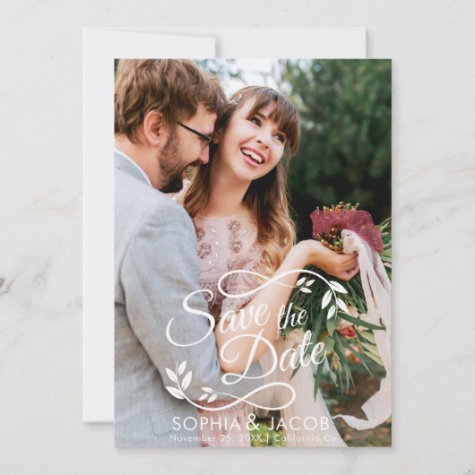 Heldere en gedurfde bloemen Magenta Winter bruilof Save The Date (Voorkant)