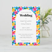 Heldere en gedurfde Hippie Bloemen Boog vorm bruil Kaart (Staand voorkant)