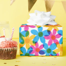 Heldere en gedurfde Hippie Bloemen Retro Bloemen Cadeaupapier