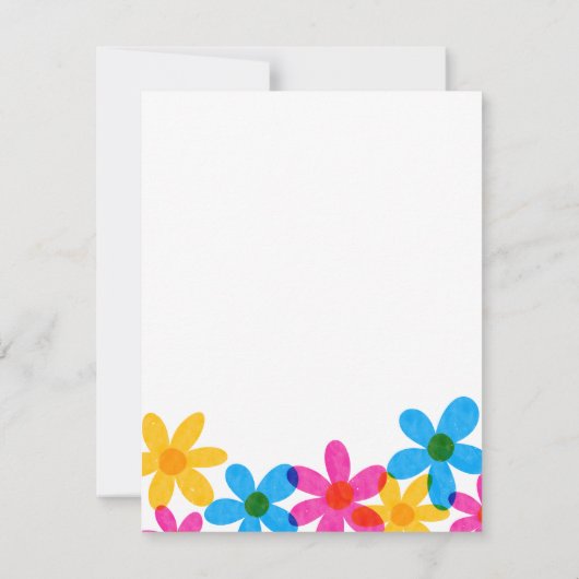 Heldere en gedurfde hippie bloemen slaan de datum kaart (Achterkant)