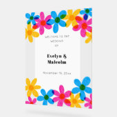 Heldere en gedurfde Hippie Bloemen Spring Wedding Acryl Bord (Hoek)