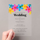 Heldere en gedurfde Hippie Bloemen Spring Wedding Acryl Uitnodigingen (Insitu (Draagbaar))