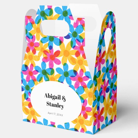 Heldere en gedurfde Hippie Bloemen Spring Wedding Bedankdoosjes (Geopend)