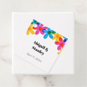 Heldere en gedurfde Hippie Bloemen Spring Wedding Bedankjes Labels