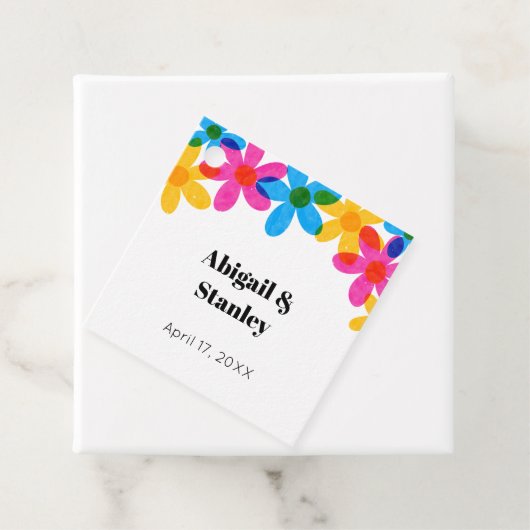 Heldere en gedurfde Hippie Bloemen Spring Wedding Bedankjes Labels (In situ)