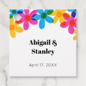 Heldere en gedurfde Hippie Bloemen Spring Wedding Bedankjes Labels (Voorkant)