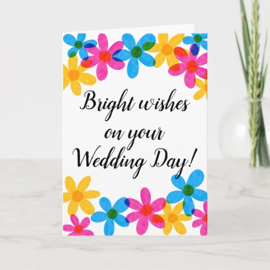 Heldere en gedurfde Hippie Bloemen Spring Wedding Kaart (Voorkant)