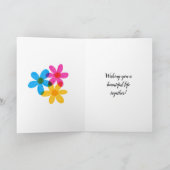 Heldere en gedurfde Hippie Bloemen Spring Wedding Kaart (Binnen)