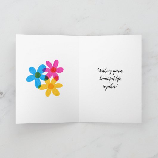 Heldere en gedurfde Hippie Bloemen Spring Wedding Kaart (Binnen)