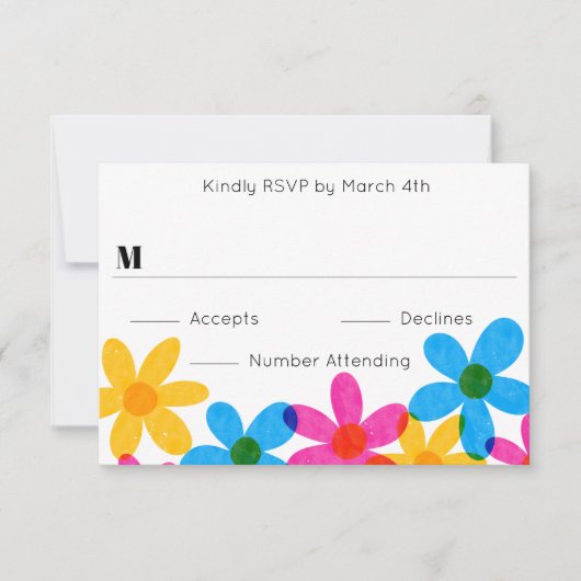 Heldere en gedurfde Hippie Bloemen Spring Wedding Kaart (Voorkant)