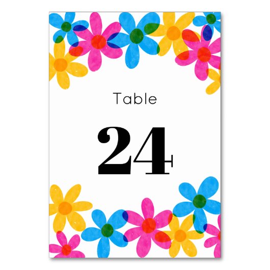 Heldere en gedurfde Hippie Bloemen Spring Wedding Kaart (Voorkant)