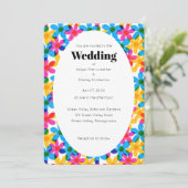 Heldere en gedurfde Hippie Bloemen Spring Wedding Kaart (Staand voorkant)