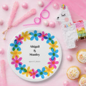 Heldere en gedurfde Hippie Bloemen Spring Wedding Papieren Bordje (Feest)