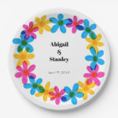 Heldere en gedurfde Hippie Bloemen Spring Wedding Papieren Bordje (Voorkant)