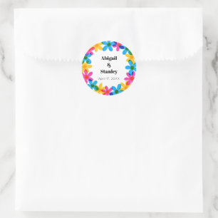 Heldere en gedurfde Hippie Bloemen Spring Wedding Ronde Sticker