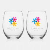 Heldere en gedurfde Hippie Bloemen Spring Wedding Wijnglas Zonder Voet (Voorkant)