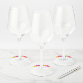 Heldere en gedurfde Hippie Bloemen Spring Wedding Wijnglaslabel (Set)