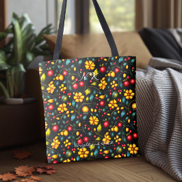 Heldere en gedurfde Khokhloma geïnspireerde Canvas Tote Bag