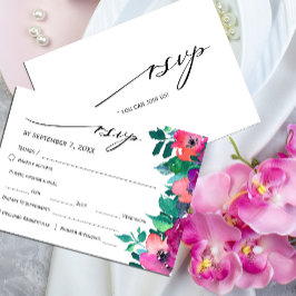 Heldere en gedurfde kleurrijke bloemen RSVP kaartje