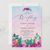 Heldere en gedurfde kleurrijke bloemenuitnodiging kaart (Voorkant)