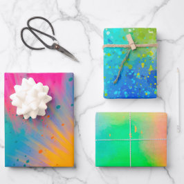 Heldere en gedurfde kleurrijke Splatter Inpakpapier Vel