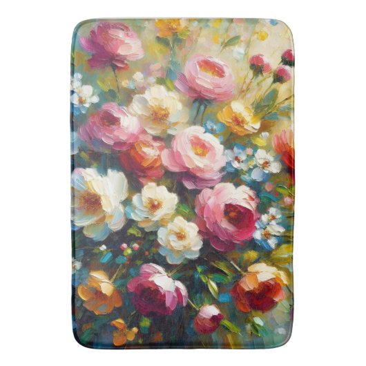 Heldere en gedurfde levendige bloemen badmat (Voorkant Verticaal)