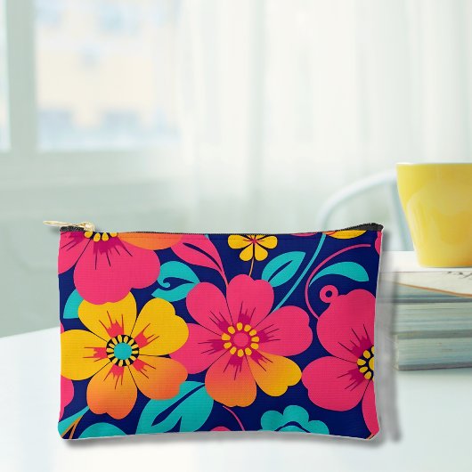 Heldere en gedurfde retro bloemen-dopamine stijl etui